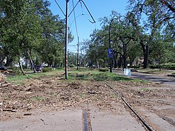 St. Charles Streetcar tracks after Hurricane Katrina