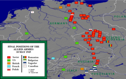Final positions of the Allied armies, May 1945
