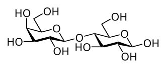Lactose is a disaccharide found in animal milk. It consists of a molecule of D-galactose and a molecule of D-glucose bonded by beta-1-4 glycosidic linkage.