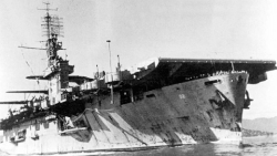Windham Bay underway sometime in 1945. It appears that three Martin PBM Mariner flying boats are stored upon her aft flight deck.