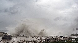 Waves from Tropical Storm Isaac battering the coast of the Dominican Republic.