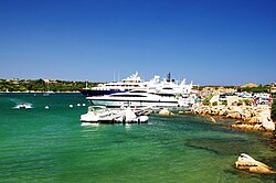 Yachts in Porto Cervo. Luxury tourism has been an important source of income in Sardinia since the 1960s.
