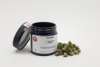 Example of a container and the recreational cannabis purchase in Canada