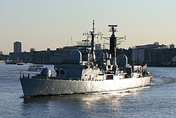 The destroyer HMS Exeter which Essenhigh commanded during the Gulf War