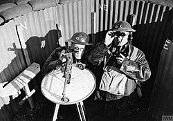 Observation post made from 'wriggly tin'.