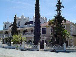 The Lord Milner Hotel in Matjiesfontein, in the Lower Karoo, next to the Matjiesfontein railway station, on the railway line from Cape Town to Johannesburg