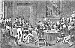 Metternich alongside Wellington, Talleyrand, an other European diplomats at the Congress of Vienna, 1815