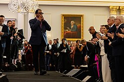 Musician Herbie Hancock performs at the launch of the Global Music Diplomacy Initiative