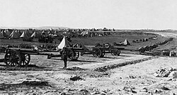 British artillery battery on Mount Scopus in the Battle of Jerusalem, 1917.