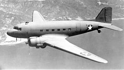 A Douglas C-47 Skytrain, derived from the Douglas DC-3