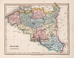 Map of Belgium, 1832, before the final settlement of borders in 1839