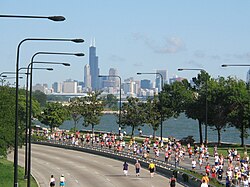 The Chicago Half Marathon on Lake Shore Drive on the South Side