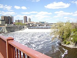 Saint Anthony Falls, United States; hydropower was used here to mill flour.