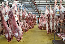 Veal carcasses at the Rungis International Market, France (2011)