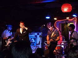 Sharing "the same DNA, songs, band members and resources", GOGO13 are credited for influencing the formation of The Aquabats, particularly in their use of humor and stage theatrics.[102]