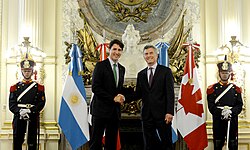 Macri with Canadian prime minister Justin Trudeau, 2016