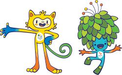 Vinicius and Tom, the mascots of the 2016 Summer Olympics and 2016 Summer Paralympics, respectively