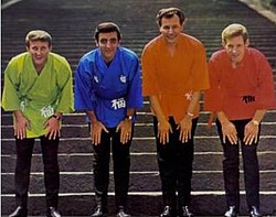 The band in Japan in 1965. From left to right (L–R): Wilson, Taylor, Edwards, Bogle