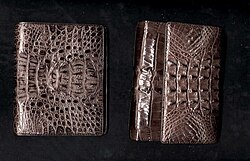 Crocodile leather wallets from a Bangkok crocodile farm