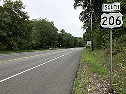 US 206 southbound past CR 613 in Mount Olive Township