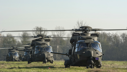 An army can also feature specialized units to give air or sea support. This image depicts the Italian Army 7th Army Aviation Regiment "Vega" transporting troops with NH90 helicopters.