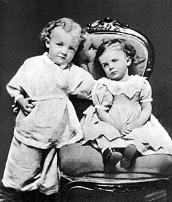 Lenin (left) at the age of three with his sister, Olga