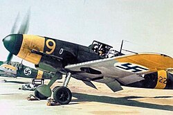 Finnish Messerschmitt Bf 109 G-2 aircraft of the Finnish Air Force during the Continuation War