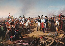 The Declaration of Victory After the Battle of Leipzig by Johann Peter Krafft, 1839. Depicting Frederick William III of Prussia, Alexander I of Russia and Francis I of Austria after the Battle of Leipzig in 1813.