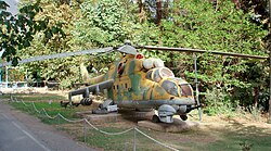 An Iraqi Mil Mi-24 on display at the military museum of Sa'dabad Palace in Iran