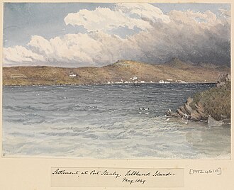 Settlement at Port Stanley, May 1849, by Edward Fanshawe