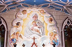 The Italian Chapel on Lamb Holm was built and decorated by Italian prisoners of war working on the Churchill Barriers.[105]