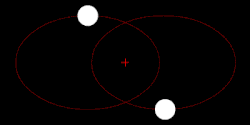 Two stars of similar mass in highly elliptical orbits about their center of mass