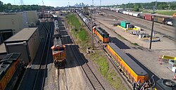 A BNSF Railway classification yard in Minnesota, USA