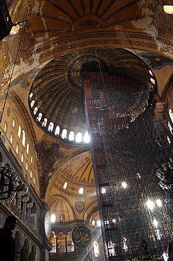 The dome of Hagia Sophia, built under Justinian and central to the architectural history of late antique Constantinople.