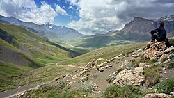 The landscape of Khinalug valley