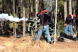 Cannon firing at a re-enactment of the Battle of Forks Road near the Cameron Art Museum