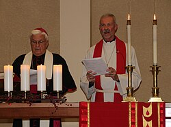 Bishop John M. Quinn of the Roman Catholic Diocese of Winona and Bishop Steven Delzer of Evangelical Lutheran Southeastern Minnesota Synod leading a Reformation Day service (2017)