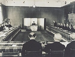 A meeting in the Japanese privy council in 1946 led by Hirohito