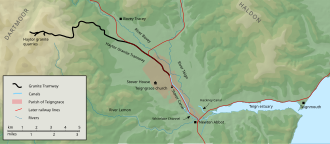 Route of the canal in relation to other relevant features