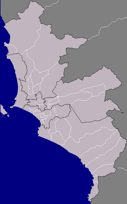 Map showing six subregions of the Lima metropolitan area