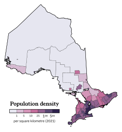 Population density of Ontario