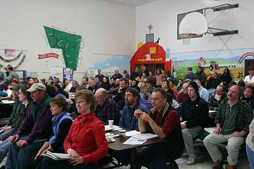 A town meeting in Huntington, Vermont