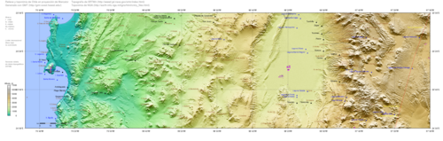 Topographic relief around Antofagasta