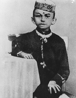 Gandhi in 1876 at the age of 7