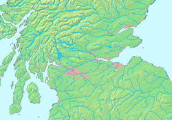The larger Central Belt area with urban areas (pink), including Ayrshire in the south-west and Tayside to the north-east