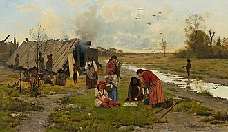 Gypsy fortuneteller in Poland, by Antoni Kozakiewicz, 1884