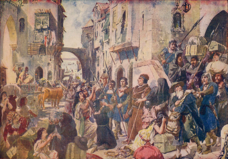 "The Banishment of the Jews", by Roque Gameiro, in Quadros da História de Portugal ("Pictures of the History of Portugal", 1917).