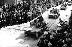 Bulgarian troops entering Dobrich after the Treaty of Craiova