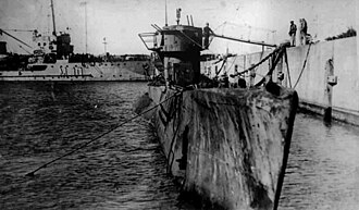The German submarine U-977 moored at Mar del Plata, after being surrendered to the Argentine Navy in August 1945