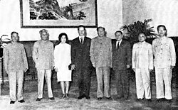 Mao and other CCP officials meeting with delegates from the CPB headed by Grippa in 1964